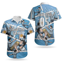 Custom Argentina Football Couples Matching Off Shoulder Maxi Dress and Hawaiian Shirt Goat Comic Style Sun Of May