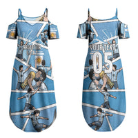 Custom Argentina Football Couples Matching Summer Maxi Dress and Hawaiian Shirt Goat Comic Style Sun Of May