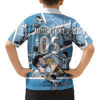 Custom Argentina Football Kid Hawaiian Shirt Goat Comic Style Sun Of May
