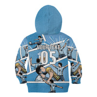 Custom Argentina Football Kid Hoodie Goat Comic Style Sun Of May