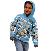 Custom Argentina Football Kid Hoodie Goat Comic Style Sun Of May