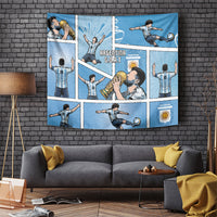 Argentina Football Tapestry Goat Comic Style Sun Of May
