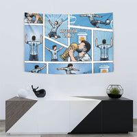 Argentina Football Tapestry Goat Comic Style Sun Of May