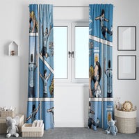 Argentina Football Window Curtain Goat Comic Style Sun Of May
