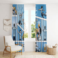 Argentina Football Window Curtain Goat Comic Style Sun Of May