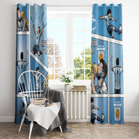 Argentina Football Window Curtain Goat Comic Style Sun Of May