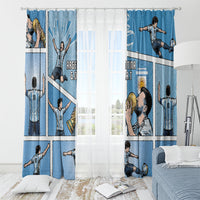 Argentina Football Window Curtain Goat Comic Style Sun Of May