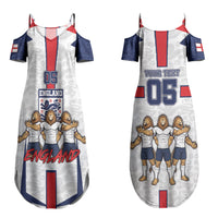 Custom England Football Couples Matching Summer Maxi Dress and Long Sleeve Button Shirt Three Lions Trophy St George Cross