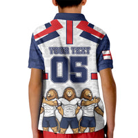Custom England Football Kid Polo Shirt Three Lions Trophy St George Cross