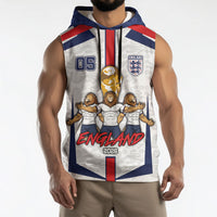 Custom England Football Sleeveless Hoodie Three Lions Trophy St George Cross