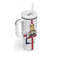 Custom England Football Tumbler With Handle Three Lions Trophy St George Cross