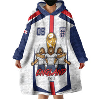 Custom England Football Wearable Blanket Hoodie Three Lions Trophy St George Cross