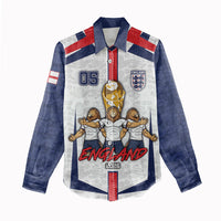 Custom England Football Women Casual Shirt Three Lions Trophy St George Cross