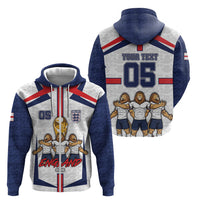 Custom England Football Zip Hoodie Three Lions Trophy St George Cross
