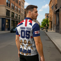 Custom England Football Zipper Polo Shirt Three Lions Trophy St George Cross