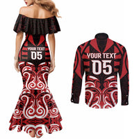 Custom Aotearoa Ngapuhi Couples Matching Mermaid Dress and Long Sleeve Button Shirt Maori Pattern New Zealand DT05 - Polynesian Pride