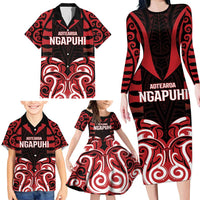 Custom Aotearoa Ngapuhi Family Matching Long Sleeve Bodycon Dress and Hawaiian Shirt Maori Pattern New Zealand DT05 - Polynesian Pride
