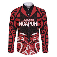 Custom Aotearoa Ngapuhi Family Matching Tank Maxi Dress and Hawaiian Shirt Maori Pattern New Zealand DT05 Dad's Shirt - Long Sleeve Red - Polynesian Pride