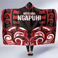 Aotearoa Ngapuhi Hooded Blanket Maori Pattern New Zealand DT05 One Size Red - Polynesian Pride