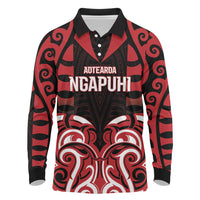 Custom Aotearoa Ngapuhi Long Sleeve Polo Shirt Maori Pattern New Zealand - Polynesian Pride