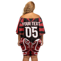 Custom Aotearoa Ngapuhi Off Shoulder Short Dress Maori Pattern New Zealand - Polynesian Pride
