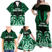 Custom Aotearoa Ngai Tahu Family Matching Off Shoulder Maxi Dress and Hawaiian Shirt Maori Pattern New Zealand - Polynesian Pride
