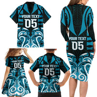 Custom Aotearoa Ngati Porou Family Matching Long Sleeve Bodycon Dress and Hawaiian Shirt Maori Pattern New Zealand - Polynesian Pride