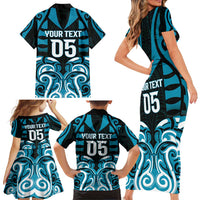 Custom Aotearoa Ngati Porou Family Matching Short Sleeve Bodycon Dress and Hawaiian Shirt Maori Pattern New Zealand - Polynesian Pride
