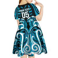 Custom Aotearoa Ngati Porou Kid Short Sleeve Dress Maori Pattern New Zealand - Polynesian Pride