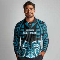 Custom Aotearoa Ngati Porou Long Sleeve Polo Shirt Maori Pattern New Zealand - Polynesian Pride