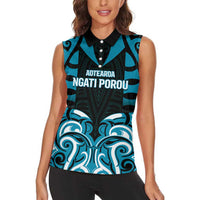 Custom Aotearoa Ngati Porou Women Sleeveless Polo Shirt Maori Pattern New Zealand - Polynesian Pride