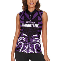 Custom Aotearoa Rangitane Women Sleeveless Polo Shirt Maori Pattern New Zealand - Polynesian Pride