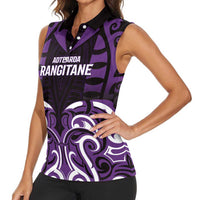 Custom Aotearoa Rangitane Women Sleeveless Polo Shirt Maori Pattern New Zealand - Polynesian Pride