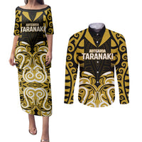Custom Aotearoa Taranaki Couples Matching Puletasi and Long Sleeve Button Shirt Maori Pattern New Zealand - Polynesian Pride