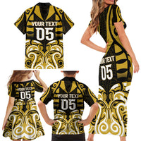 Custom Aotearoa Taranaki Family Matching Short Sleeve Bodycon Dress and Hawaiian Shirt Maori Pattern New Zealand - Polynesian Pride