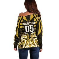Custom Aotearoa Taranaki Off Shoulder Sweater Maori Pattern New Zealand - Polynesian Pride