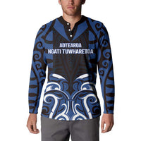 Custom Aotearoa Ngati Tuwharetoa Button Sweatshirt Maori Pattern New Zealand - Polynesian Pride