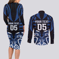 Custom Aotearoa Ngati Tuwharetoa Couples Matching Long Sleeve Bodycon Dress and Long Sleeve Button Shirt Maori Pattern New Zealand - Polynesian Pride