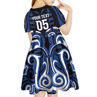 Custom Aotearoa Ngati Tuwharetoa Kid Short Sleeve Dress Maori Pattern New Zealand - Polynesian Pride