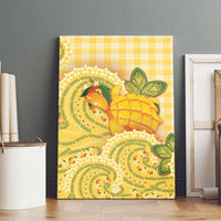 Hawaii Palaka Canvas Wall Art Cute Ripe Mango Turtle On The Waves