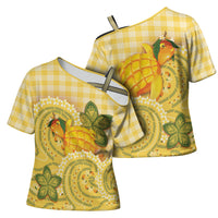 Hawaii Palaka Cross Shoulder Shirt Cute Ripe Mango Turtle On The Waves
