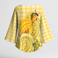 Hawaii Palaka Kimono Sleeve Blouse Cute Ripe Mango Turtle On The Waves