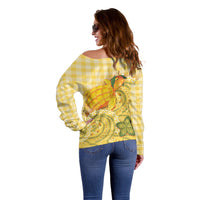 Hawaii Palaka Off Shoulder Sweater Cute Ripe Mango Turtle On The Waves
