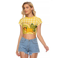 Hawaii Palaka Raglan Cropped T Shirt Cute Ripe Mango Turtle On The Waves