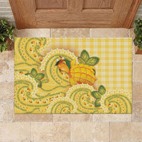Hawaii Palaka Rubber Doormat Cute Ripe Mango Turtle On The Waves