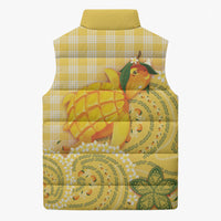 Hawaii Palaka Sleeveless Puffer Jacket Cute Ripe Mango Turtle On The Waves