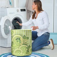 Hawaii Palaka Laundry Basket Cute Green Mango Turtle On The Waves