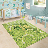 Hawaii Palaka Area Rug Cute Green Mango Turtle On The Waves