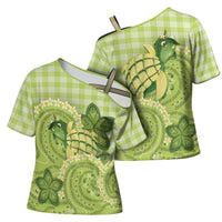 Hawaii Palaka Cross Shoulder Shirt Cute Green Mango Turtle On The Waves