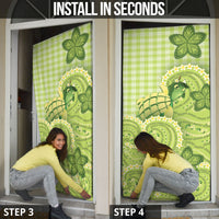 Hawaii Palaka Door Cover Cute Green Mango Turtle On The Waves